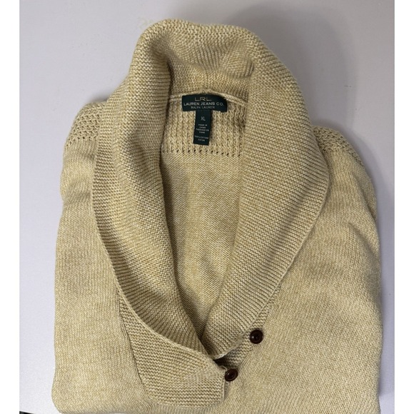 Vintage Ralph Lauren Sweater 90's 100% Cotton Classic Cable Knit XL Beige - Picture 2 of 7